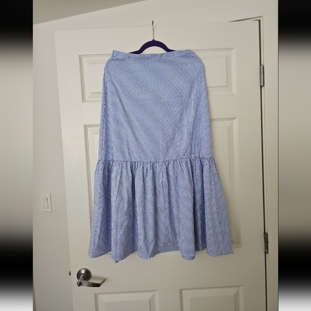 Francesca's Collections Blue Striped Maxi Skirt